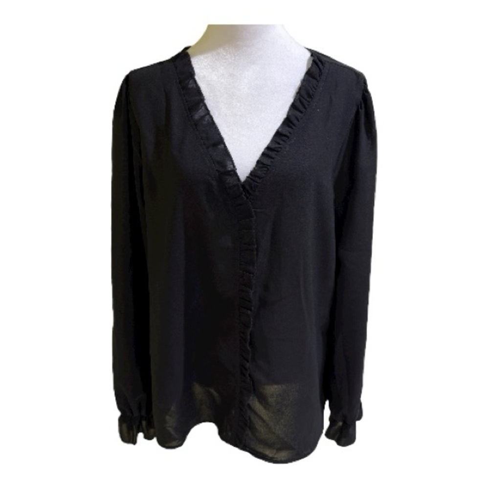 3/$25 SHEIN Elegant Black V-Neck Blouse